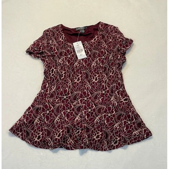 Burgundy Peplum Top - size medium - Picture 1 of 3